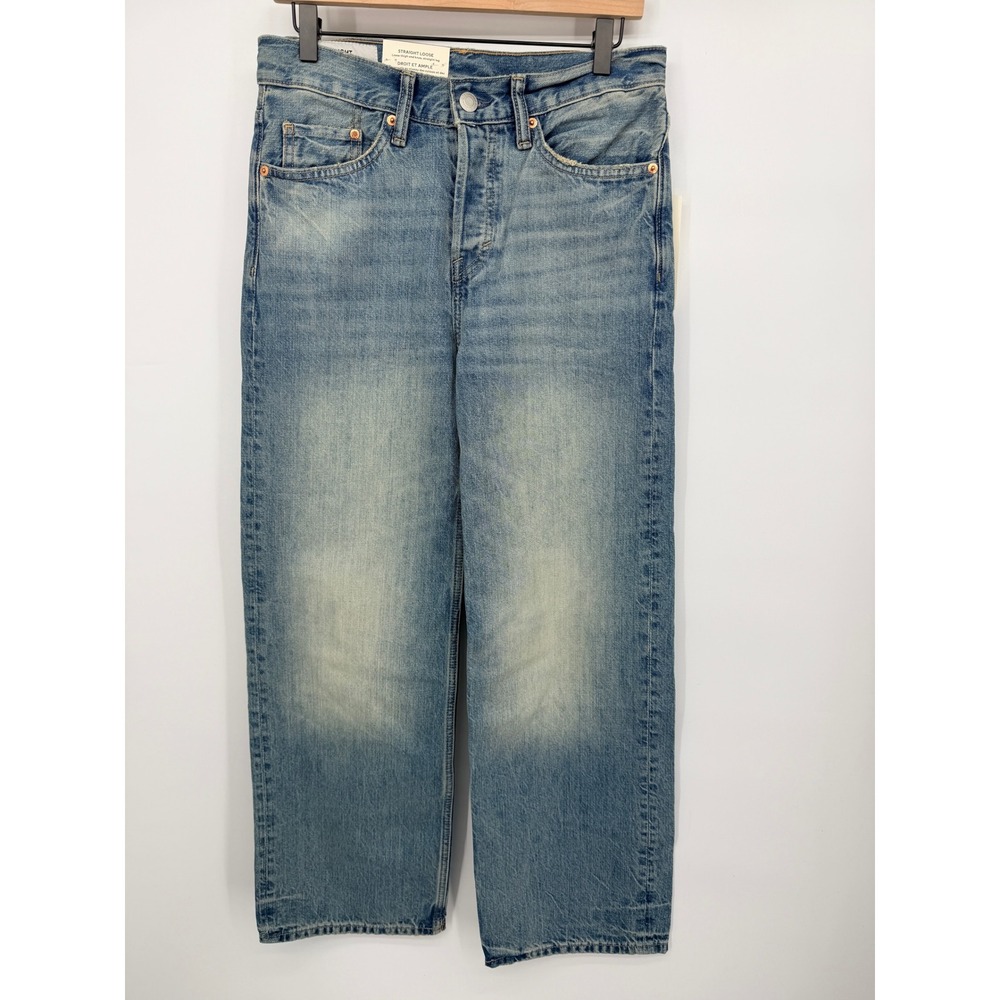 H&M Straight Loose Jeans Mens 29x32 Light Blue New With Tags Baggy Relaxed Fit